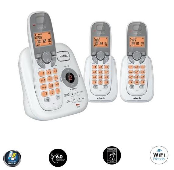 VTECH 15250 TRIPLE DECT DIGITAL 3 HANDSET CORDLESS PHONE SYS