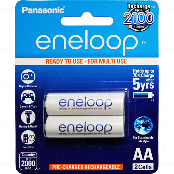(image for) ENELOOP AA BATTERY 2 PACK RECHARGEABLE BATTERIES