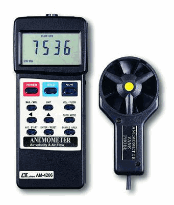 Lutron Digital Anemometer with Air Flow and Velocity AM4206