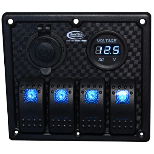 (image for) Baintech BTSWITCH4 4 Way Switch Panel 12/24 Blue LED