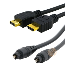 (image for) LIGHTNINGCELL HDMI CABLE+OPTICAL TO OPTICAL CABLE PACK 2M LENGTH