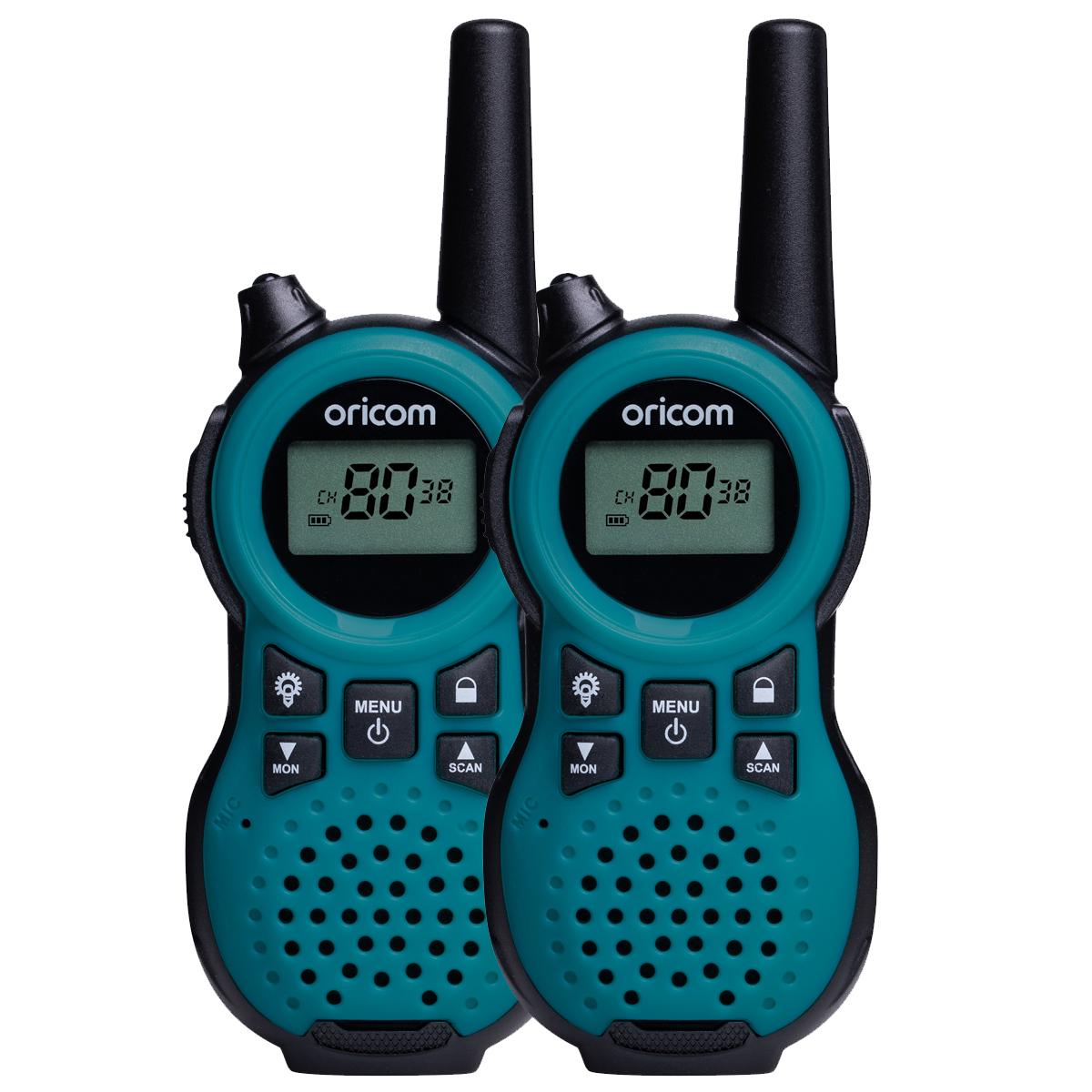 (image for) ORICOM PMR795 BLUE HANDHELD UHFCOMPACT RADIO WALKIE TWIN PACK 80