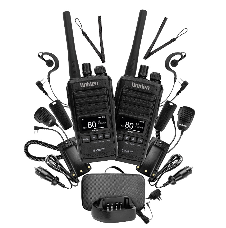 (image for) UNIDEN UH755 TWIN 5 WATT UHF CB SPLASHPROOF HANDHELD RADIO
