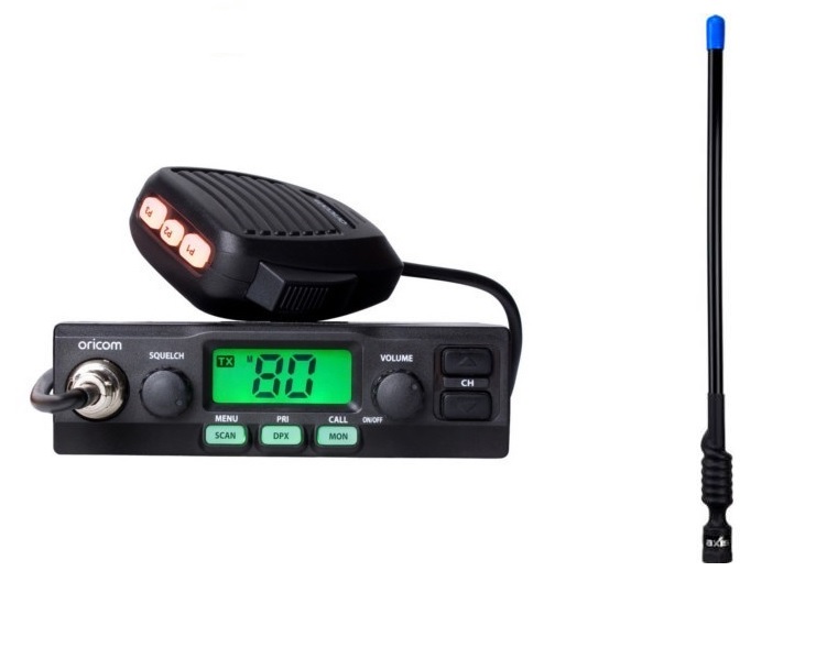 ORICOM UHF025 80 CHANNEL 5 WATT RADIO + AXIS CH300 BLACK FLEXIBL